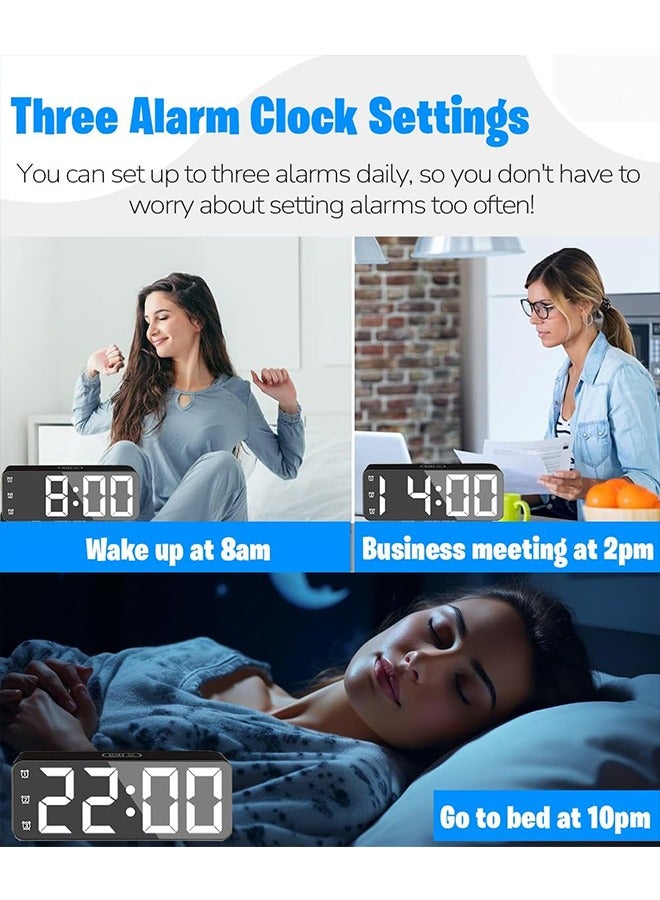 Nightlight LED Digital Alarm Clock, Creative Smart, Bedside Desk Table Electronic Clock, Rechargeable, Date &Temp Display Digital Wall Clocks, for Bedroom Kitchen Office (BLACK) - Image 4