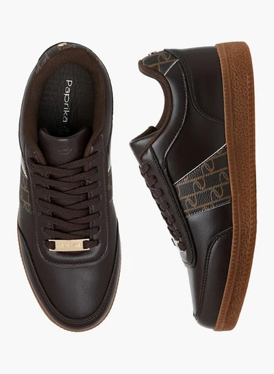 Paprika Monogram Print Sneakers with Lace-Up Closure