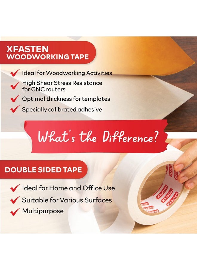 XFasten Double Sided Woodworking Tape 1-Inch 180-Feet Total 3-Pack Double Stick Tape For Router Templates For Woodworking Tools; Wood Crafter Double Sided Tape | Double Face Tape Strong Wood Tape  - Image 5