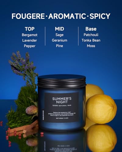 M&SENSE Summer's Night Scented Candle, 11.6oz Natural Soy Wax Clean Non Toxic for Home, Medium 2 Wick Gifts for Men, Up to 70 Hours Burn Time, Manly Candles for Bedroom - Image 2