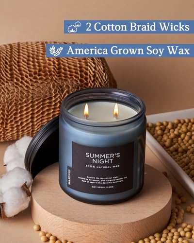 M&SENSE Summer's Night Scented Candle, 11.6oz Natural Soy Wax Clean Non Toxic for Home, Medium 2 Wick Gifts for Men, Up to 70 Hours Burn Time, Manly Candles for Bedroom - Image 3