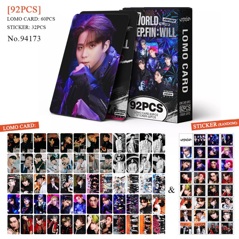 ATEEZ Lomocard & Sticker Set – 92PCS (60 Lomocards + 32 Random Stickers) | Aesthetic Photo Card Collection for Fans