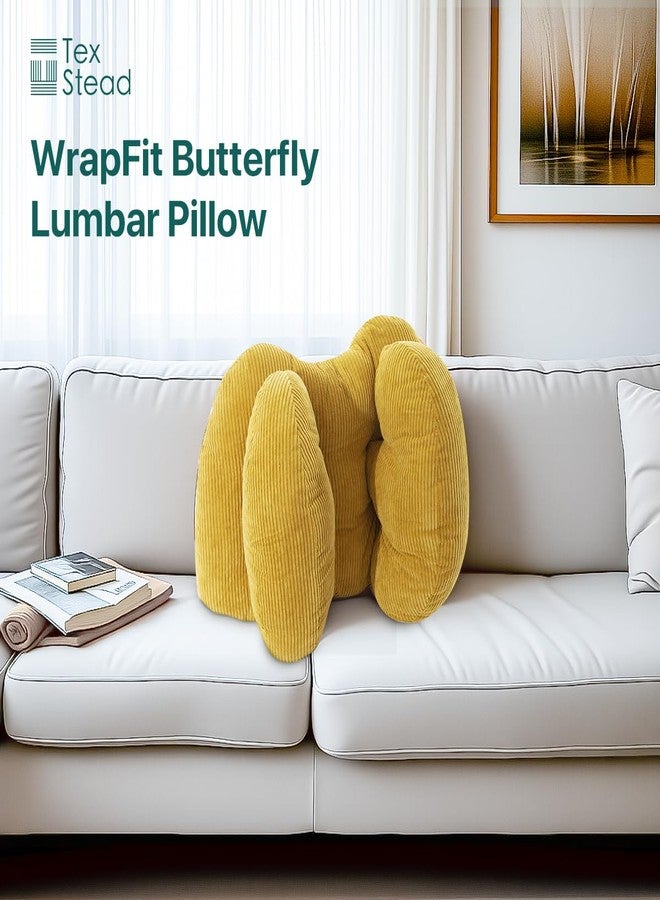 TEXSTEAD Lumbar Support Pillow, Three Sides Back Support Pillow for Chair/Recliner/Couch/Sofa/Bed, Lower Back Pain Relief Cushion for Sitting (Yellow) - Image 2