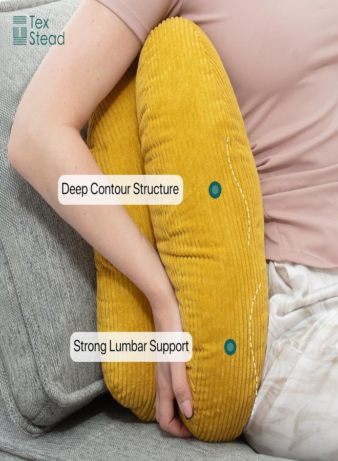 TEXSTEAD Lumbar Support Pillow, Three Sides Back Support Pillow for Chair/Recliner/Couch/Sofa/Bed, Lower Back Pain Relief Cushion for Sitting (Yellow) - Image 3