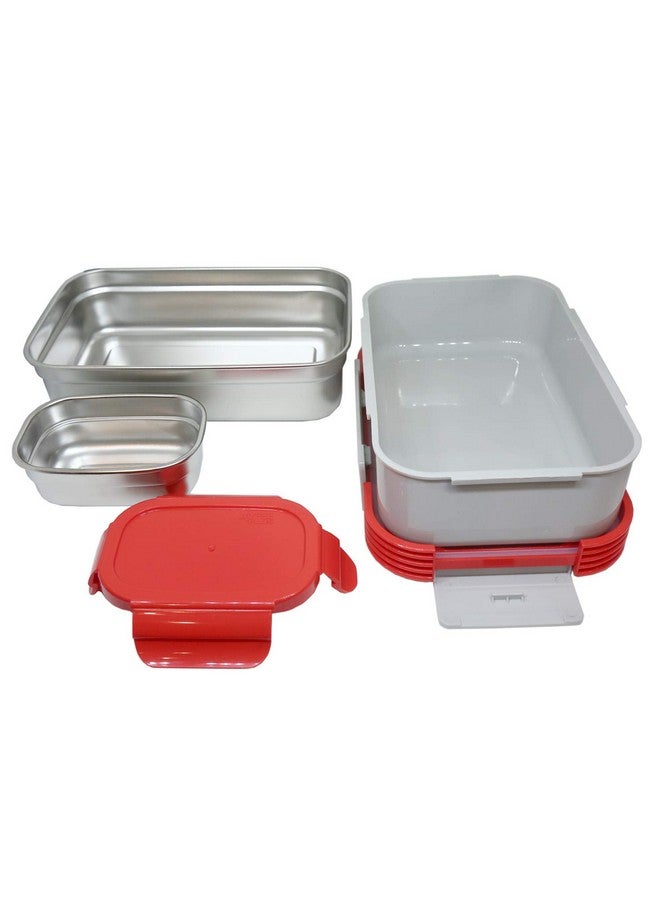 Jaypee Plus Stainless Steel Lunch Box Taurus- 2 Pieces, 900 ml,Red - Image 4