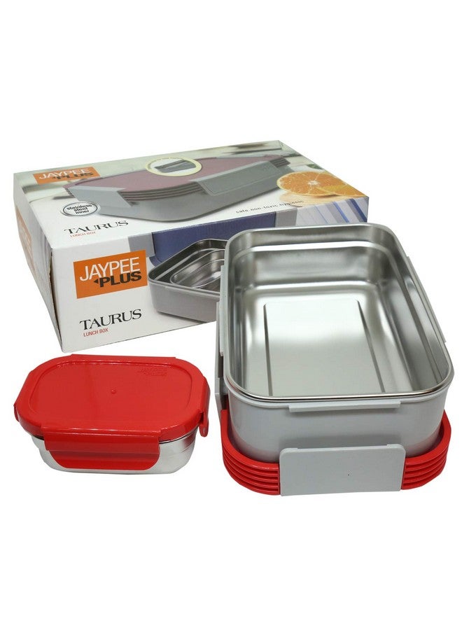 Jaypee Plus Stainless Steel Lunch Box Taurus- 2 Pieces, 900 ml,Red - Image 5