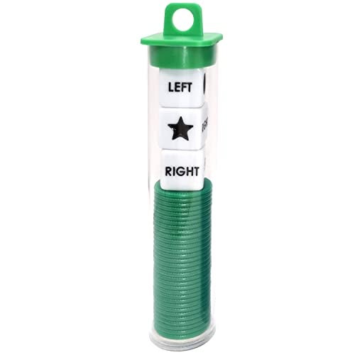 Ahoper Left Right Center Dice Game Prime Set Bundle with 3 Dices + 36 Chips. Round Tube Storage is Very Convenient for Travel. Easy to Store, Carry Around. (Green) - Image 1