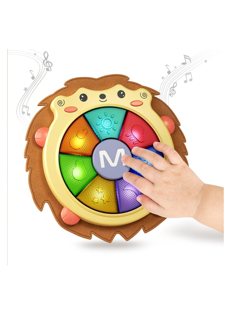 SOLARAE Kids Music Drum Toy with Sound and Light, Musical Toy Electronic Musical Drum for Baby, Sensory Activity Toys, Baby Activity Gift for Boy Girl 18 Months (Hedgehog) - Image 1