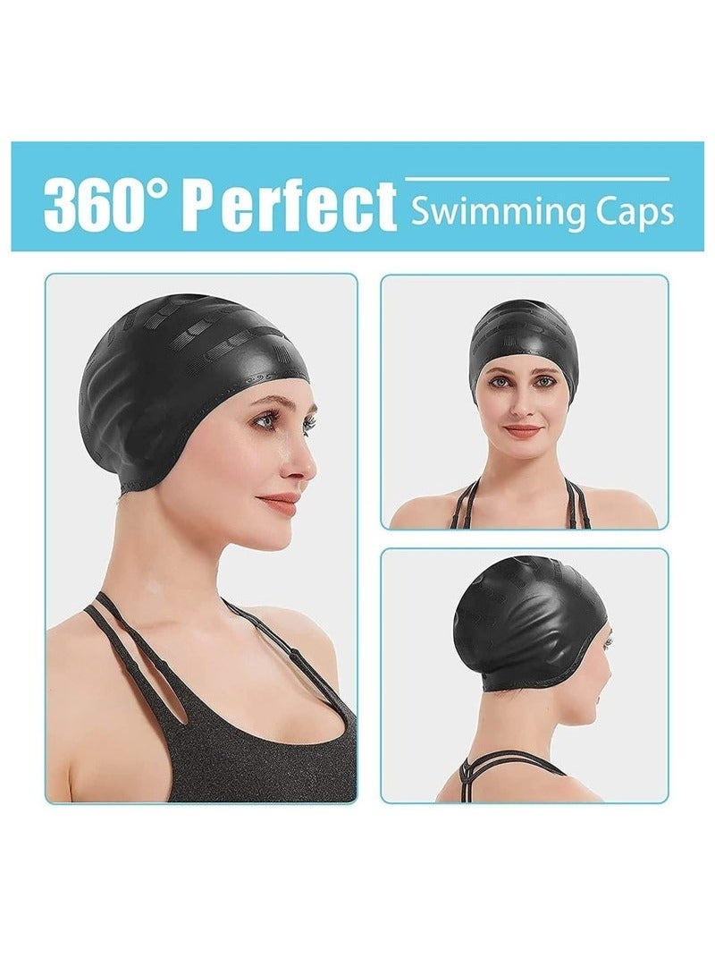 2Pcs Silicone Swim Cap Ear Protection, Ergonomic Design Waterproof Bathing Solid Swimming Cap Ear Cover, for Adult Men Women Long Hair - Image 5