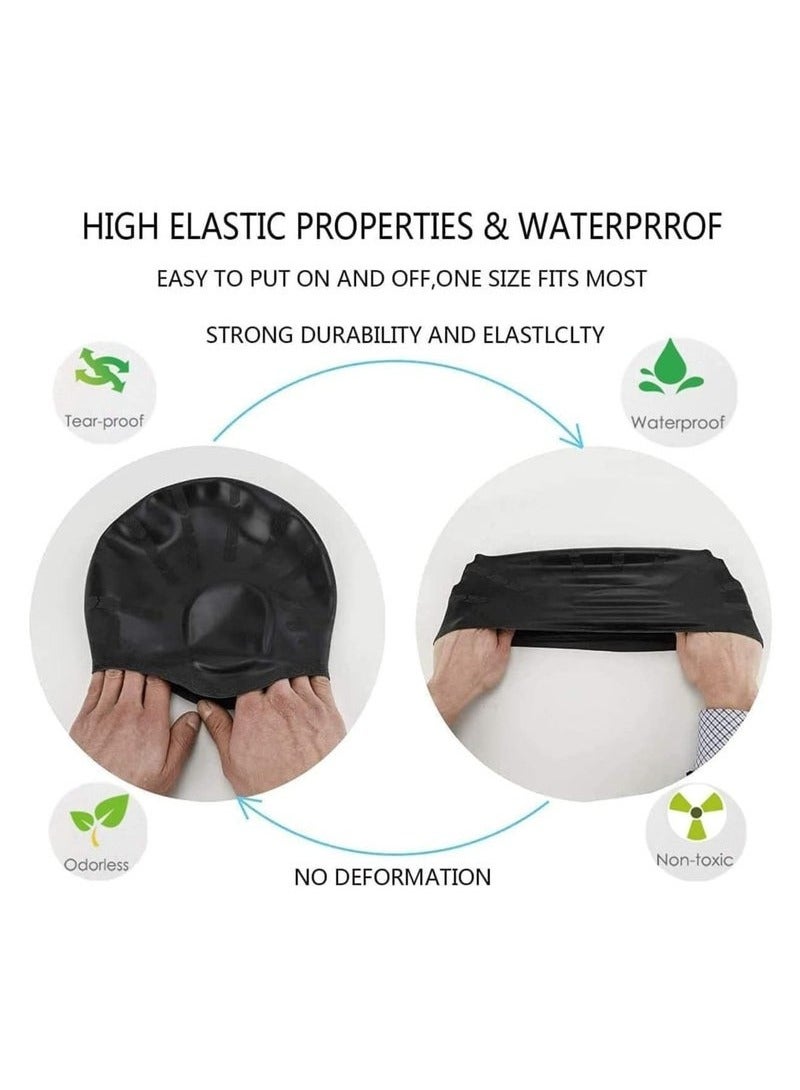 2Pcs Silicone Swim Cap Ear Protection, Ergonomic Design Waterproof Bathing Solid Swimming Cap Ear Cover, for Adult Men Women Long Hair - Image 4
