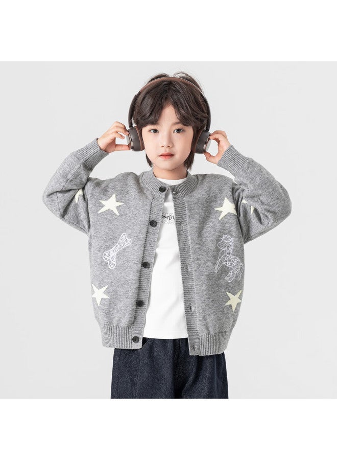 Duoduo Home [year Of The Horse New Clothes] Boys' Knitted Sweater  Spring Autumn Cartoon Embroidered Stylish Children's Warm Innerwear Sweater - Image 5