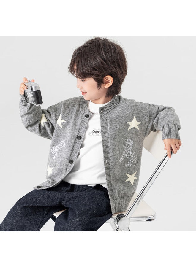 Duoduo Home [year Of The Horse New Clothes] Boys' Knitted Sweater  Spring Autumn Cartoon Embroidered Stylish Children's Warm Innerwear Sweater - Image 2