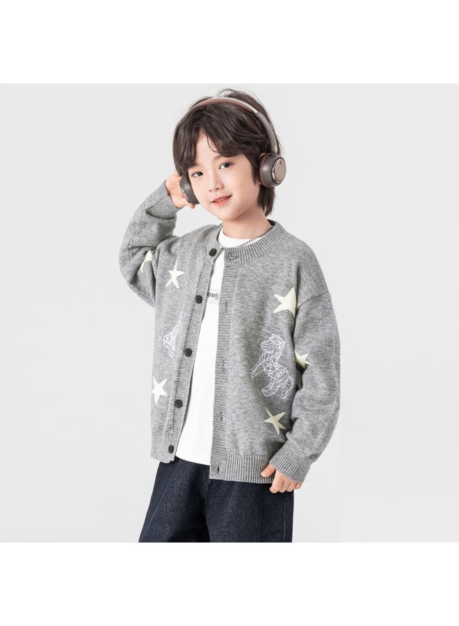 Duoduo Home [year Of The Horse New Clothes] Boys' Knitted Sweater  Spring Autumn Cartoon Embroidered Stylish Children's Warm Innerwear Sweater - Image 3