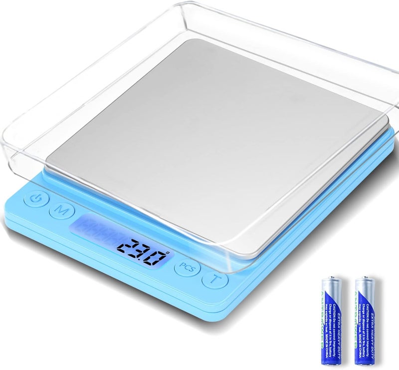 Yoncon Digital Food Scale for Food Ounces and Grams， 3000g/0.1g Accuracy Multifunctional Kitchen Scale for Cooking, Baking | Small Size for Easy Storage | 2 Trays，Tare Function - Image 1