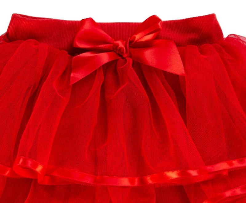 Tortoise & Rabbit Little Girls and Big Girls Tulle Tutu Skirt,Red,2-3T - Image 4