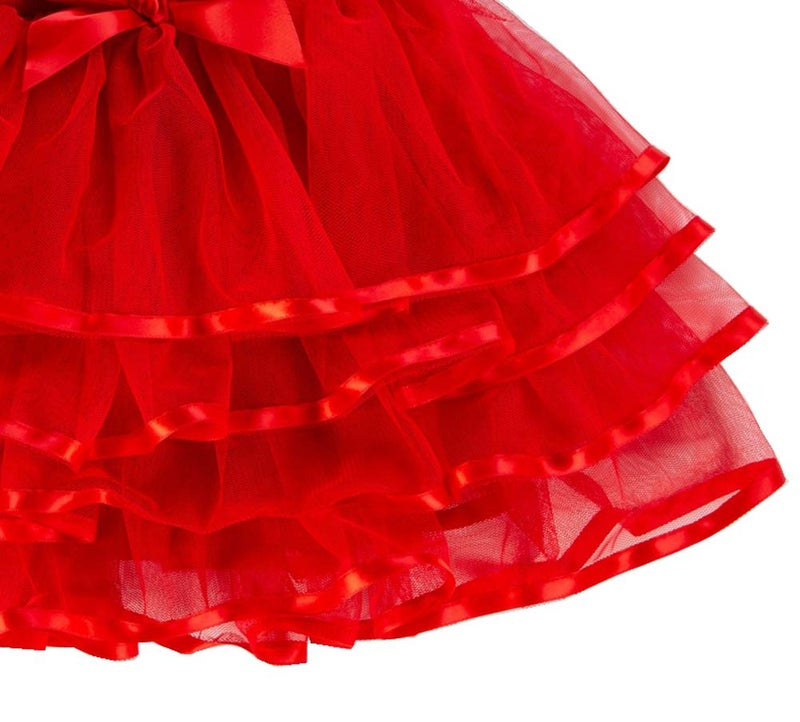 Tortoise & Rabbit Little Girls and Big Girls Tulle Tutu Skirt,Red,2-3T - Image 5