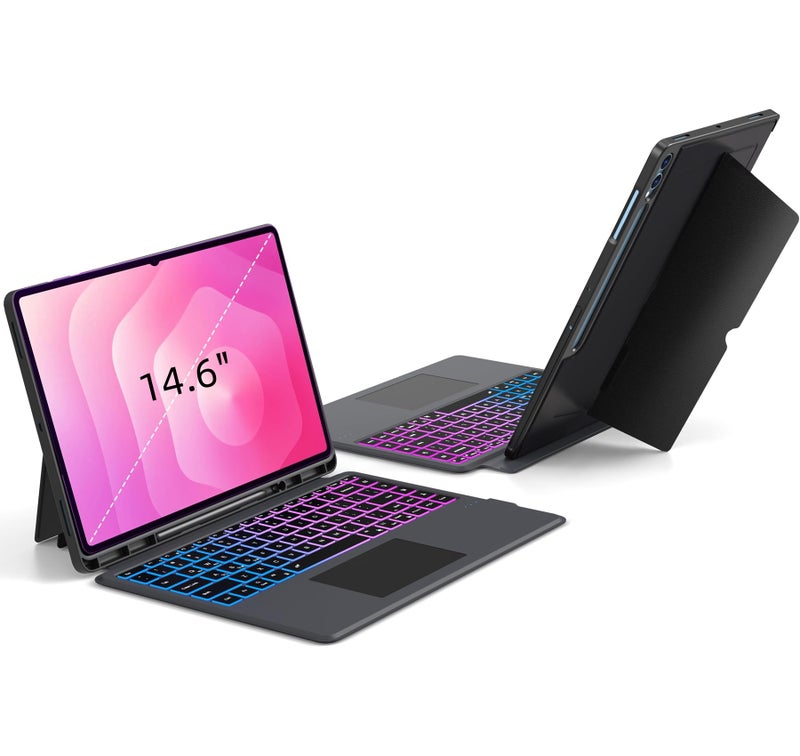 SNOODU for Samsung Galaxy Tab S11 Ultra/S10 Ultra/S9 Ultra/S8 Ultra 14.6 inch Keyboard Case: 3 Zone 7 Colors Backlit Keyboard with Trackpad | Touchpad Magnetic Detachable Key Board Cover with Pen Holder - Image 1