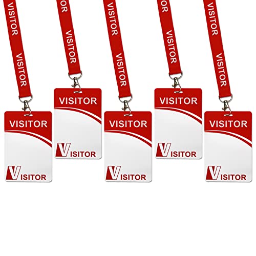 BEMAXYE Visitor ID Badge Card with Lanyard Clip - Reusable Temporary Pass, Heavy Duty Plastic Name Tag for Company, School, Exhibition (25 Pcs) - Image 1