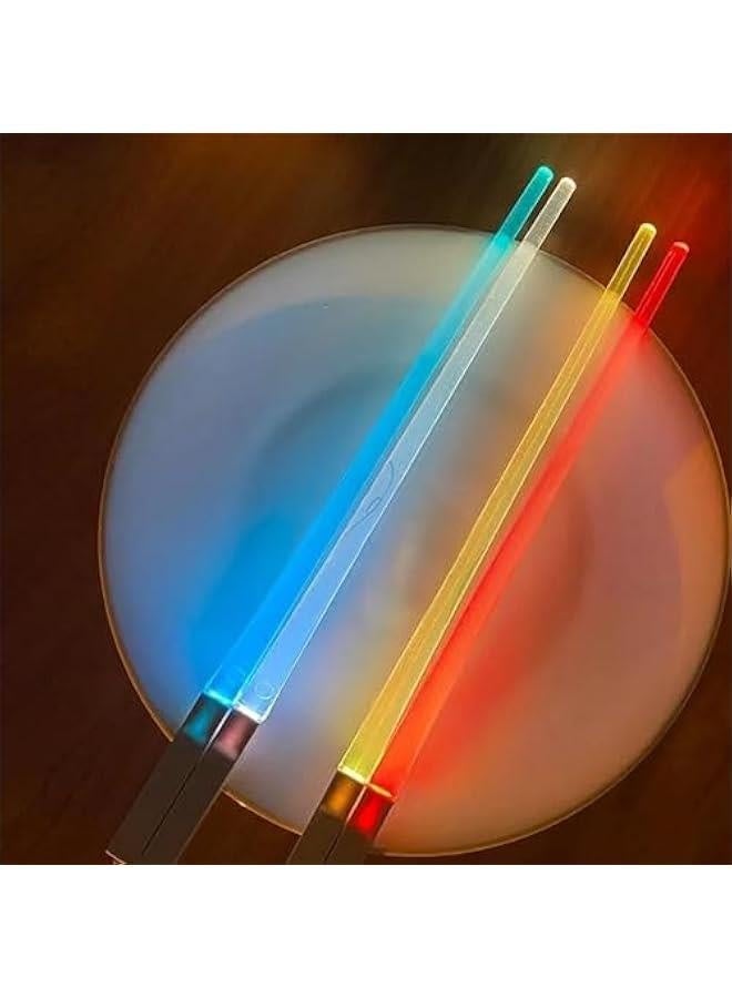 Multicolour Chopsticks - Glow In The Dark Chopsticks | LED Light Up Chopstick | LED Light Up Chopsticks | 9 Colors Changing Food Grade Glow In The Dark Chopsticks | Chop Sticks For Kitchen Dinner - Image 4