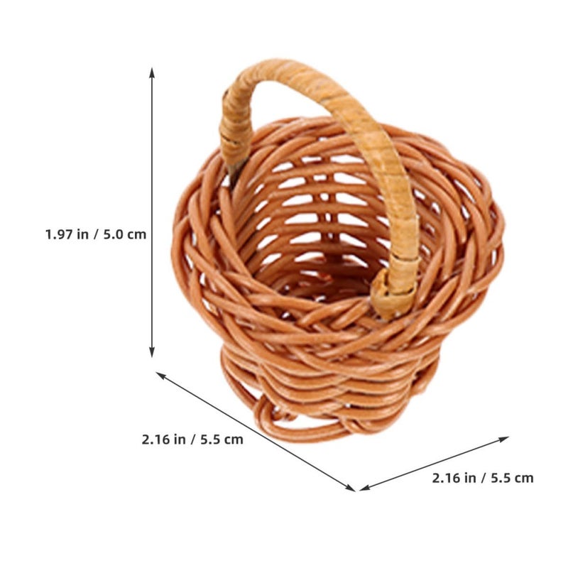 6pcs Mini Woven Handheld Baskets Small Doll Picnic Set With Handles Rustic Easter Decor - Image 3