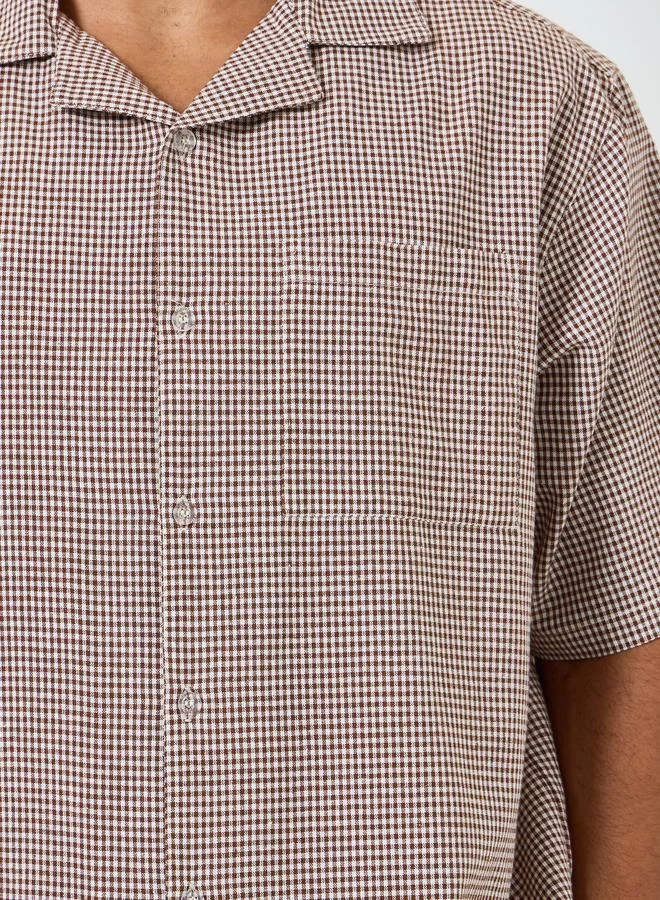 Styli  Men Checkered Relaxed Fit Cotton Shirt and Pyjama Set for Men | Best Price UAE
