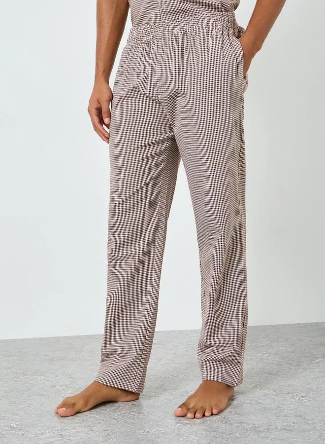 Styli  Men Checkered Relaxed Fit Cotton Shirt and Pyjama Set for Men | Best Price UAE