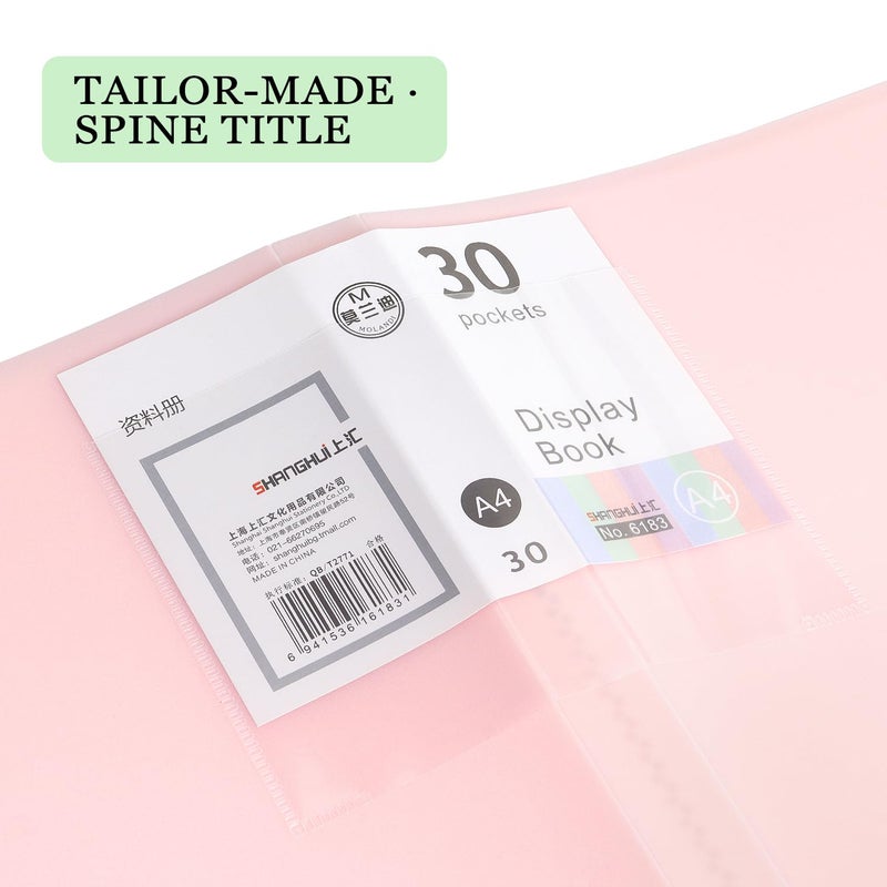 Tamaki Binder with Plastic Sleeves, Portfolio Folder with Clear Sheet Protectors, Display 60 Pages Book, Presentation Book for Artwork, Document Organizer, 1 Pack (Pink) - Image 4