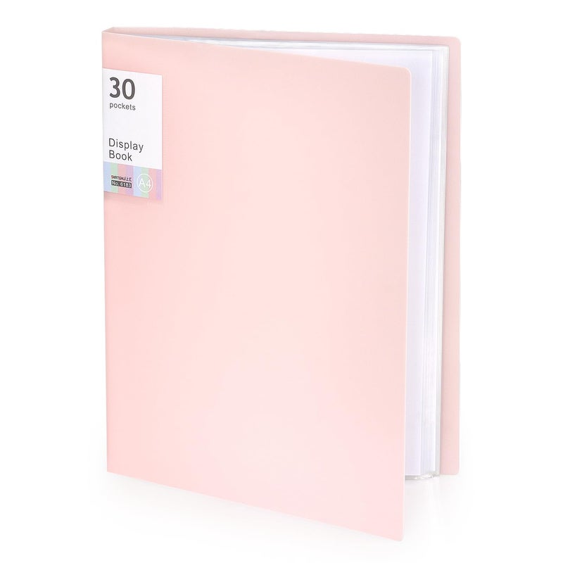 Tamaki Binder with Plastic Sleeves, Portfolio Folder with Clear Sheet Protectors, Display 60 Pages Book, Presentation Book for Artwork, Document Organizer, 1 Pack (Pink) - Image 1
