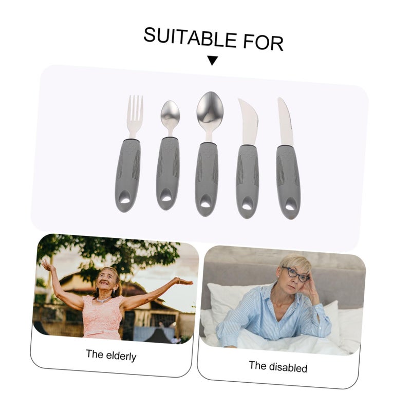 Lightweight Adaptive Utensils Set for Elderly Non Slip Tableware Portable for Home and Travel - Image 5