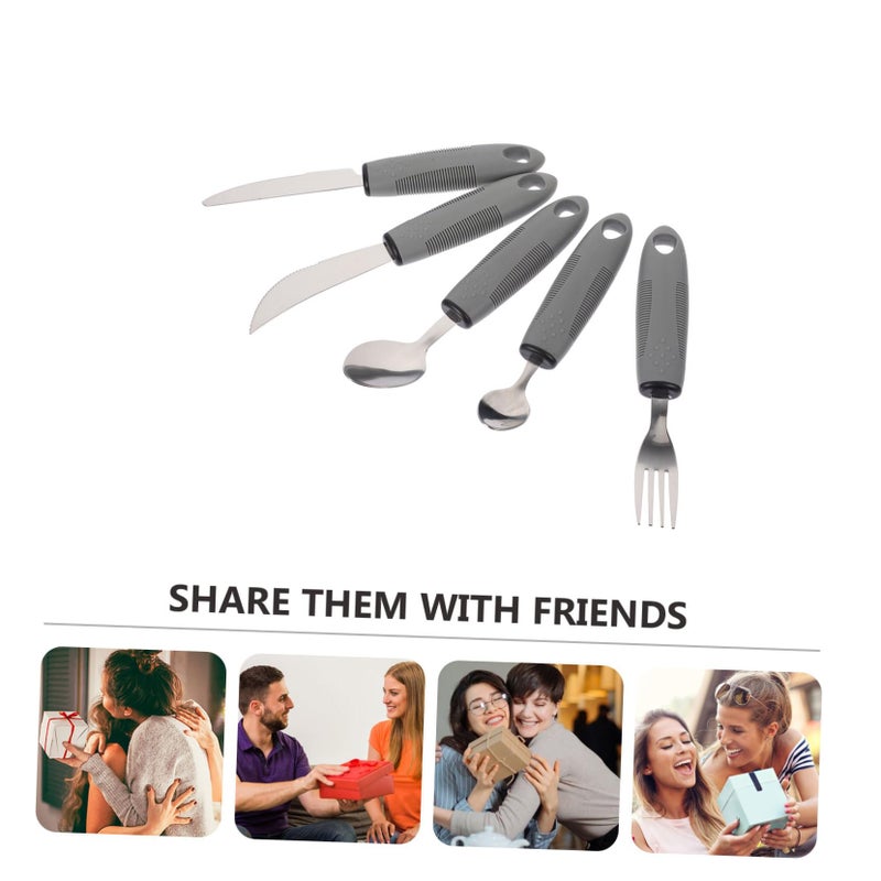 Lightweight Adaptive Utensils Set for Elderly Non Slip Tableware Portable for Home and Travel - Image 3