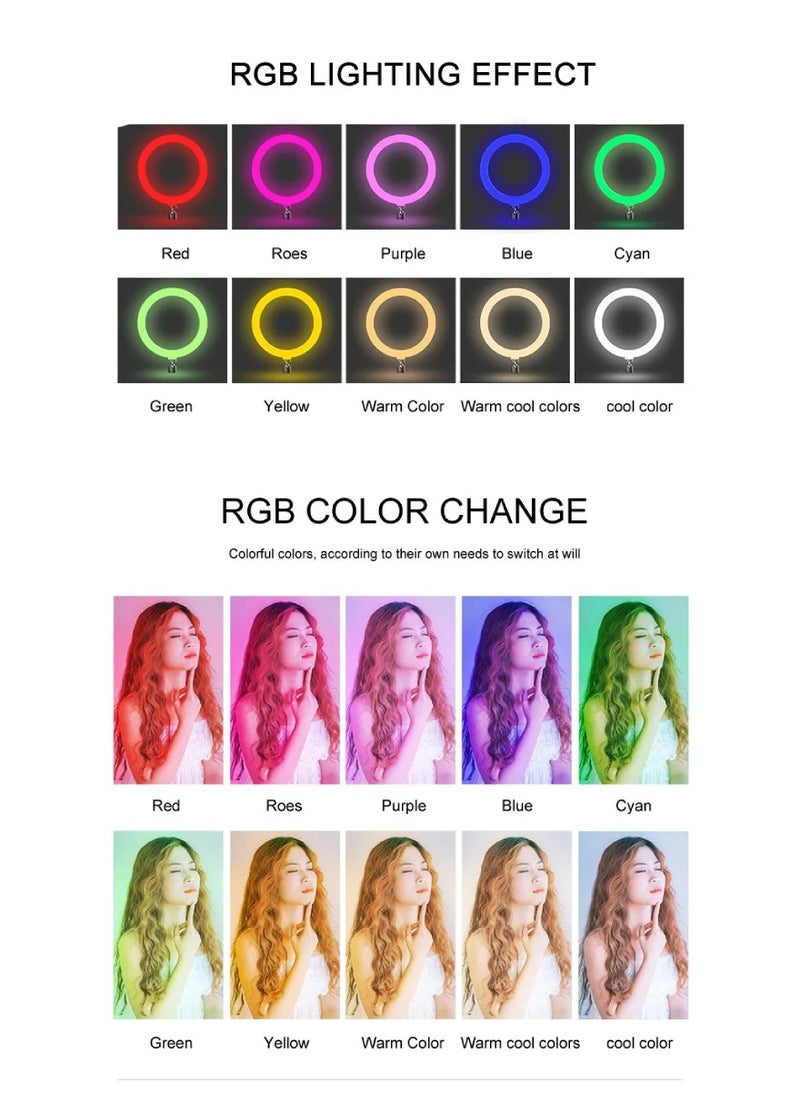 DIGI CORE - 18 inch RGB Ring Light With Remote Control And Tripod Stand 2.1 Meter Height RGB Selfie Light And 360° 3 Phone Holder For Live Broadcast Youtube Instagram And Tik Tok Video Making - Image 1