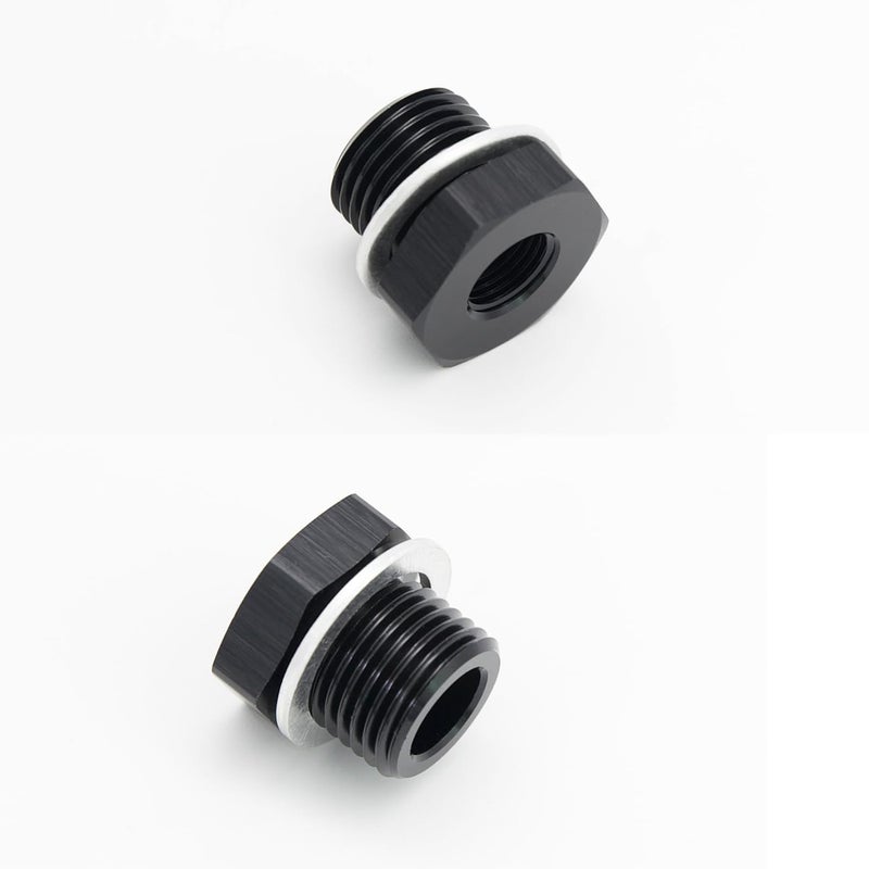 KRD PERFORMANCE 2 PCS Reducing Bush Female 18 NPT to Male Metric M16 x 15mm Adapter Fitting for All GM LS Engines Aluminum Black - Image 2