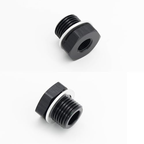 KRD PERFORMANCE 2 PCS Reducing Bush Female 18 NPT to Male Metric M16 x 15mm Adapter Fitting for All GM LS Engines Aluminum Black - Image 1