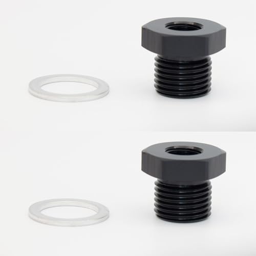 KRD PERFORMANCE 2 PCS Reducing Bush Female 18 NPT to Male Metric M16 x 15mm Adapter Fitting for All GM LS Engines Aluminum Black - Image 3