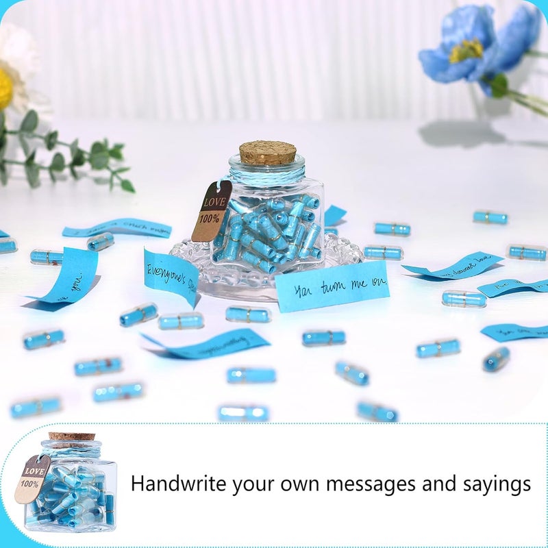 Tintnut Valentines Day Love Capsule Letters Romantic Dark Blue Paper Love Message Pills in Glass Bottles Cute Secret Love Letters Clear Pills with Gold Metal Rings Birthday Gift for Boyfriend/girlfriend - Image 5