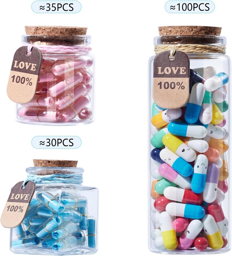 Tintnut Valentines Day Love Capsule Letters Romantic Dark Blue Paper Love Message Pills in Glass Bottles Cute Secret Love Letters Clear Pills with Gold Metal Rings Birthday Gift for Boyfriend/girlfriend - Image 4
