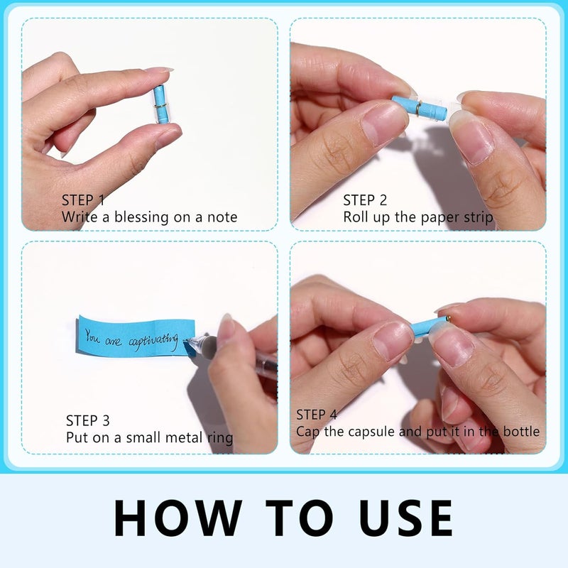 Tintnut Valentines Day Love Capsule Letters Romantic Dark Blue Paper Love Message Pills in Glass Bottles Cute Secret Love Letters Clear Pills with Gold Metal Rings Birthday Gift for Boyfriend/girlfriend - Image 3