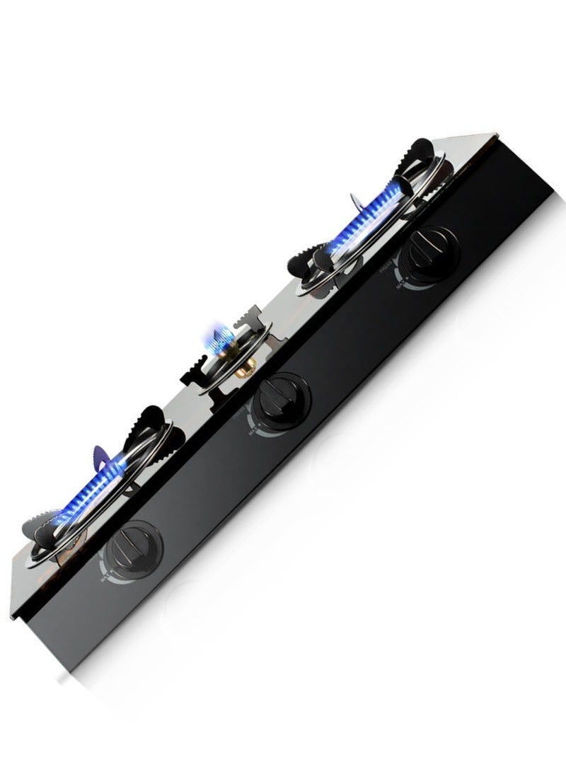 3 Burner Low Gas Consumption Automatic Glass Stove Black and Red - Image 2