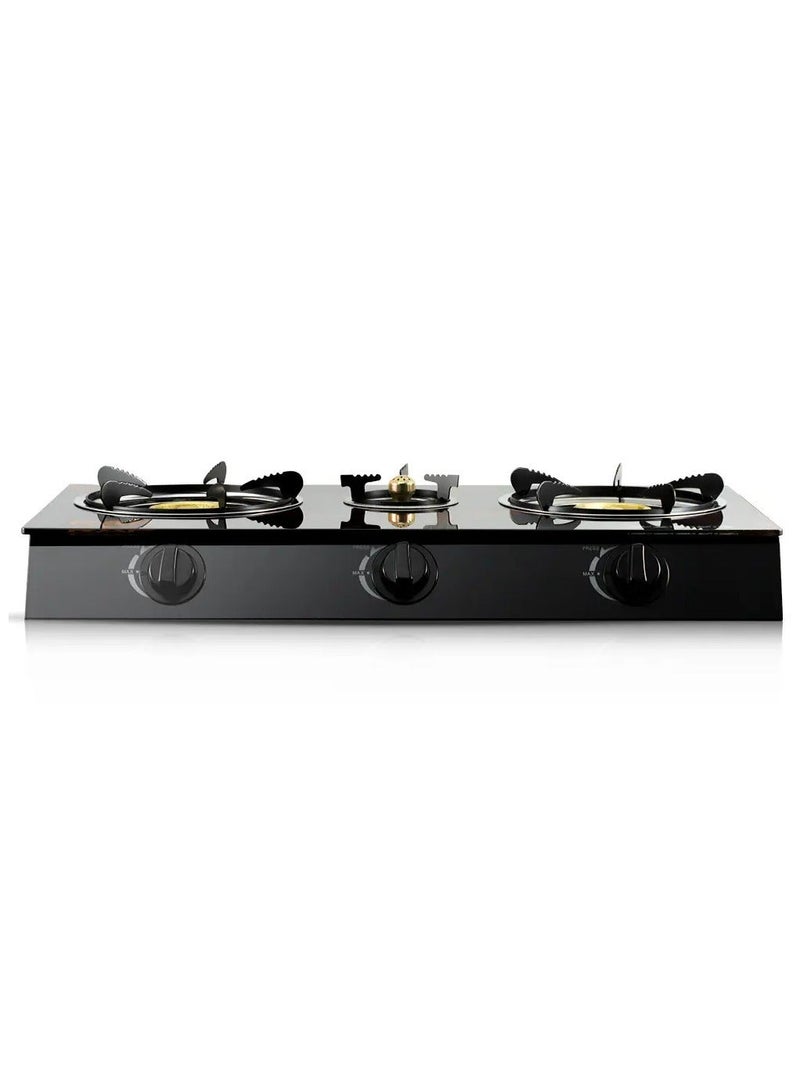3 Burner Low Gas Consumption Automatic Glass Stove Black and Red - Image 5