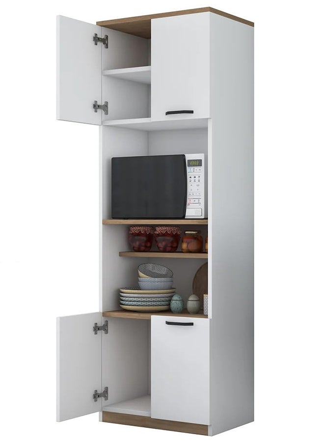 Home Canvas Rani F7 Multi-Purpose Cabinet 4 Doors 6 Shelves Bathroom Pantry Kitchen Cabinet White - Basket Walnut  - Image 5