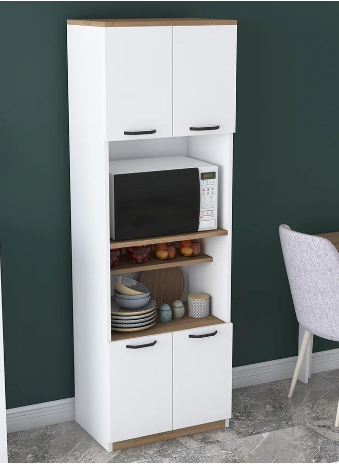 Home Canvas Rani F7 Multi-Purpose Cabinet 4 Doors 6 Shelves Bathroom Pantry Kitchen Cabinet White - Basket Walnut  - Image 4