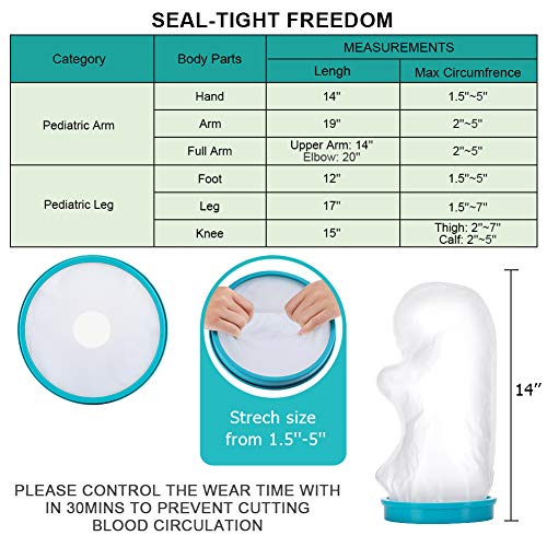 VINGVO Kids Toddler Hand Cast Cover,Waterproof Cast Protector Watertight Resuable Arm Cast Bandage Sleeve Bags with PVC Material for Broken Hand for Shower Wrist Wounds Fingers Surgery 14Inch - Image 2