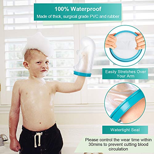 VINGVO Kids Toddler Hand Cast Cover,Waterproof Cast Protector Watertight Resuable Arm Cast Bandage Sleeve Bags with PVC Material for Broken Hand for Shower Wrist Wounds Fingers Surgery 14Inch - Image 3