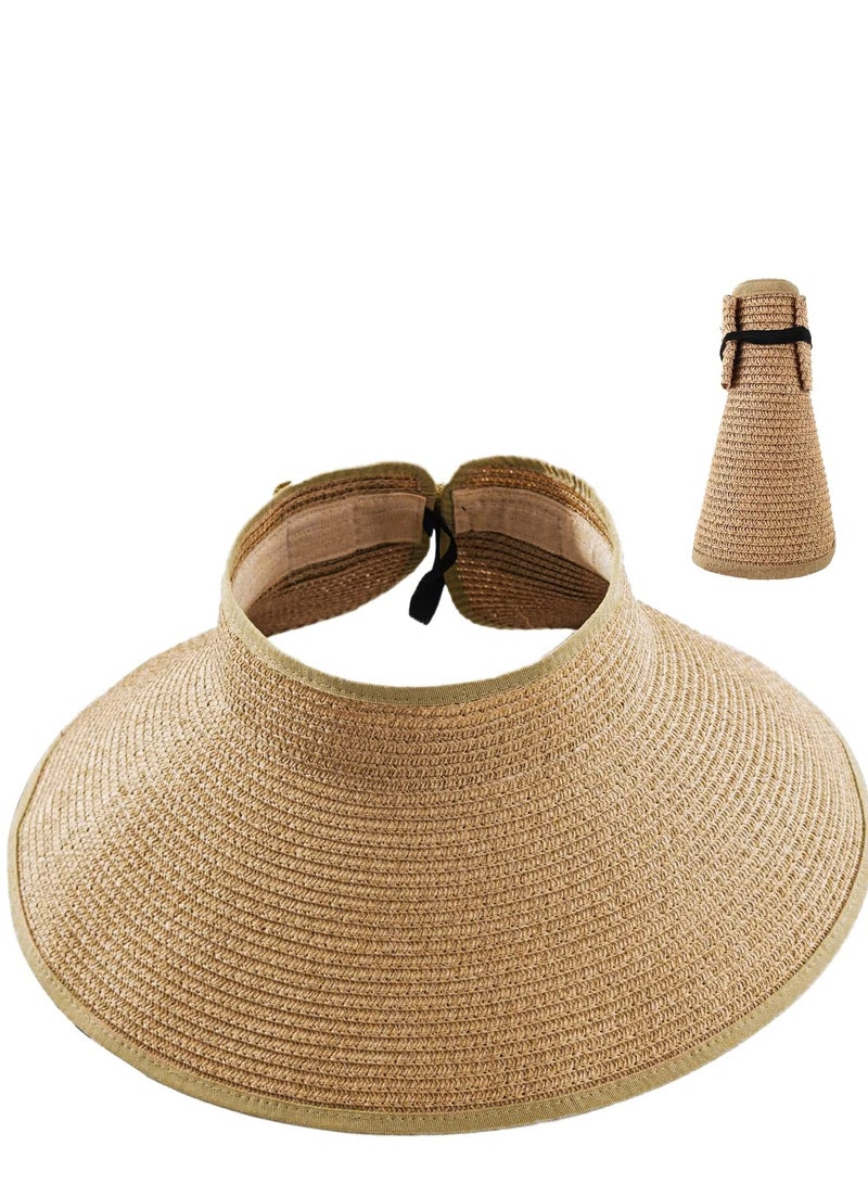 Women's Vacation Sun Hat Adjustable lightweight foldable straw hat for summer beach use UV-protective outdoor vacation party style - Image 1