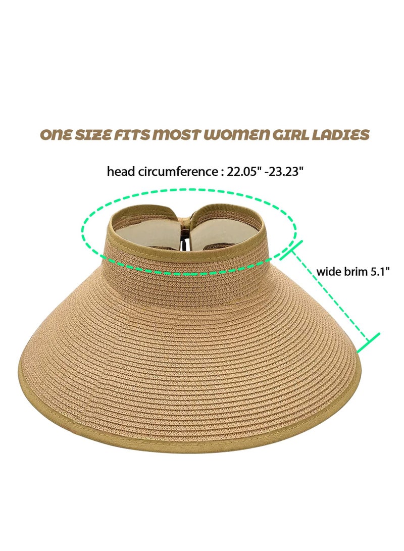 Women's Vacation Sun Hat Adjustable lightweight foldable straw hat for summer beach use UV-protective outdoor vacation party style - Image 2