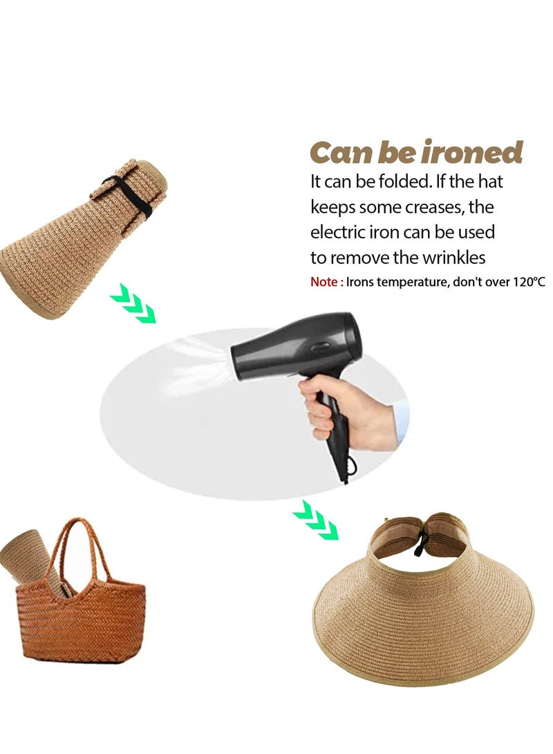Women's Vacation Sun Hat Adjustable lightweight foldable straw hat for summer beach use UV-protective outdoor vacation party style - Image 4