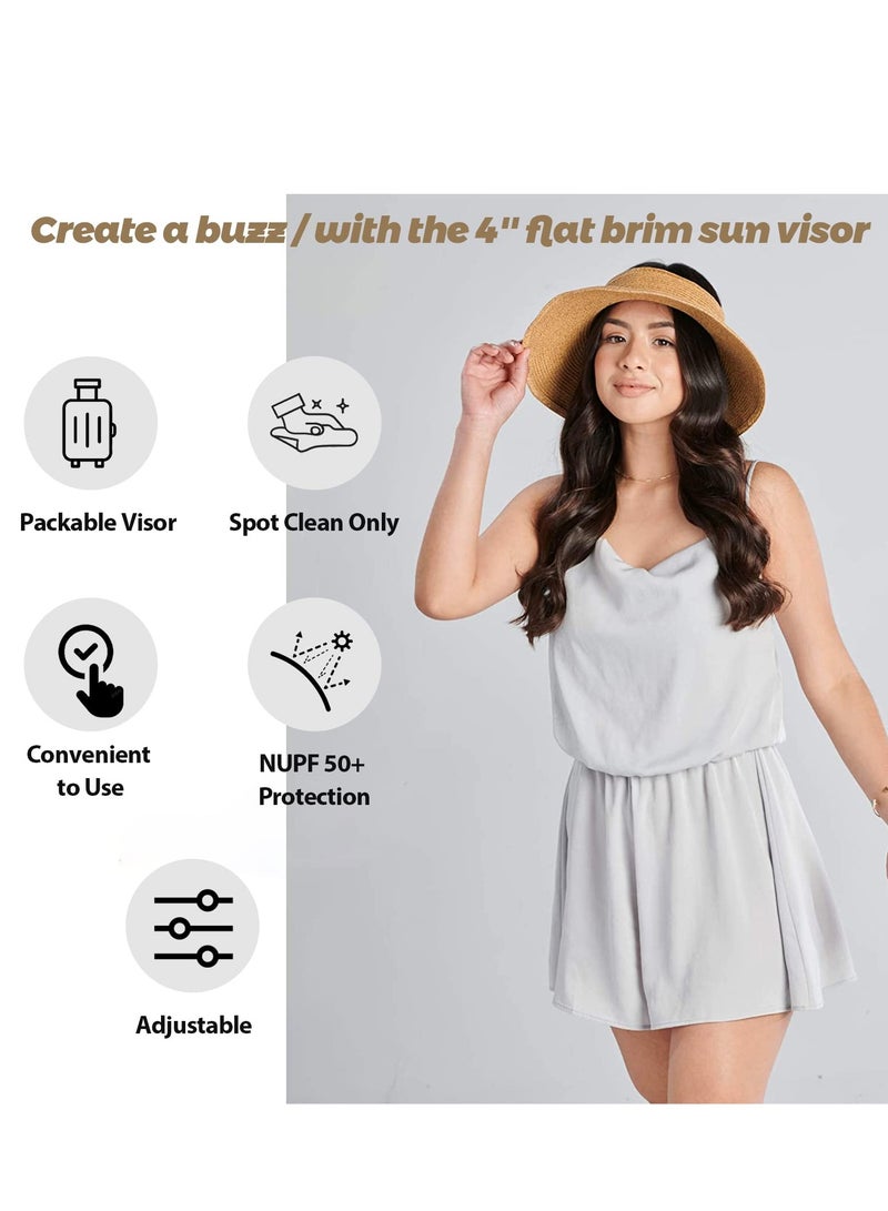 Women's Vacation Sun Hat Adjustable lightweight foldable straw hat for summer beach use UV-protective outdoor vacation party style - Image 5