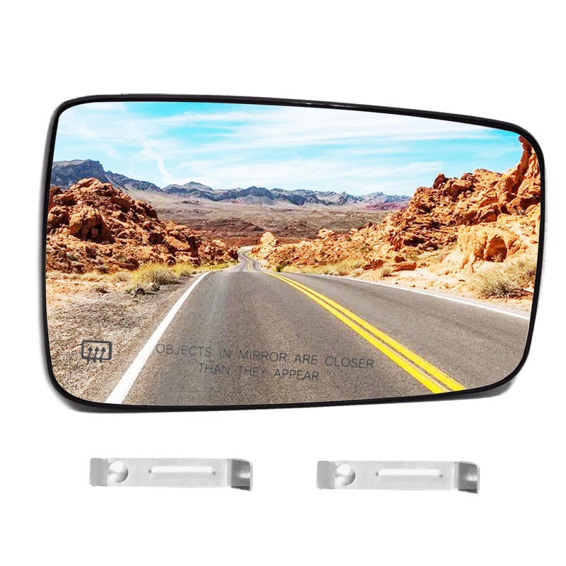 Passenger Right Side Heated Mirror Glass Compatible with 2009 2010 2011 2012 2013 2014 2015 2017 2018 Dodge Ram 1500 2500 Side Mirror With Backing Plate Replaces 68050298AA 68079362AA