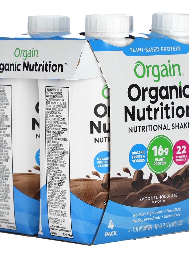 Orgain Organic Nutrition Nutritional Shake Smooth Chocolate 4 Pack 11 fl oz (330 ml) Each - Image 2
