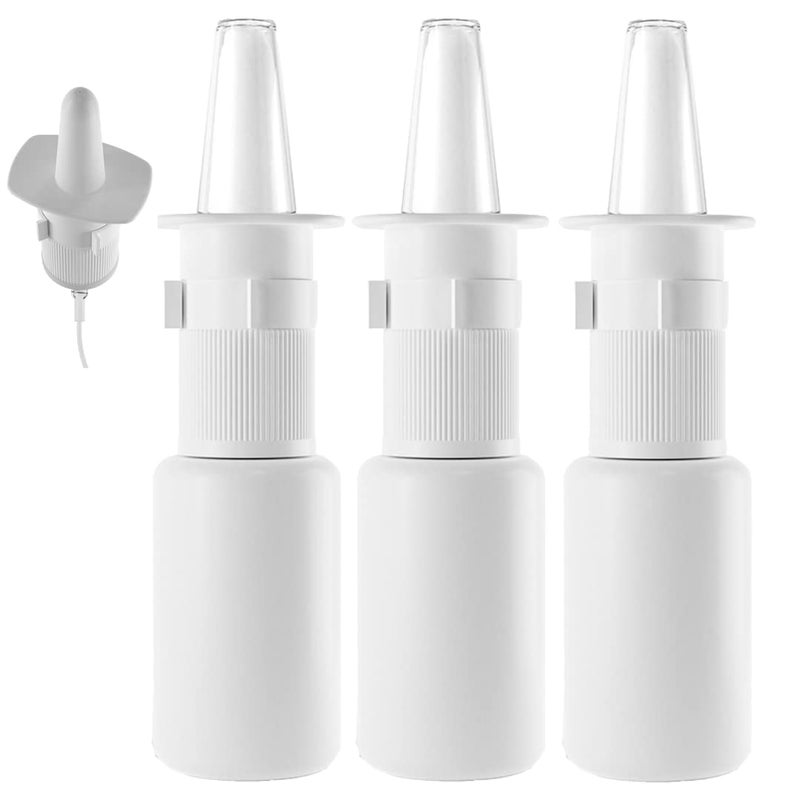 JULLY! Jully 3Pack 20ML Unique Mist Nasal Sprayer  Empty Refillable Pump Sprayer for Nose Medical Home Remedy Saline Improved Modern Design Sturdy HDPE Plastic Easy to Use Dosage Mechanism